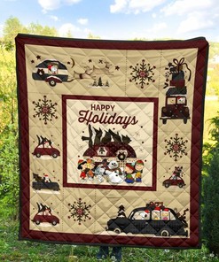 Premium Happy Holidays Quilt Bedding Set - Great for Bedroom Decoration and Family Gifts