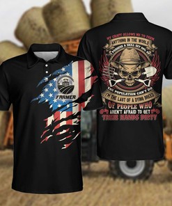 Proud American Farmer Skull Polo Shirt