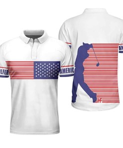Proud American Golfer Us Flag Horizontal Stripe Golf Polo Shirt