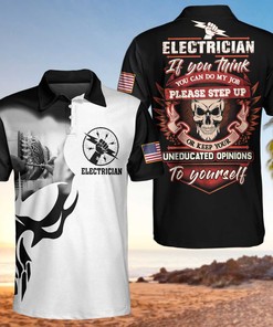 Proud Skull Electrician Polo Shirt