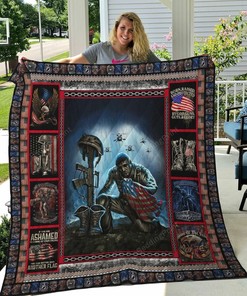 Proud To Be Veteran With American Flag Pattern Quilt Bedding Set Blanket