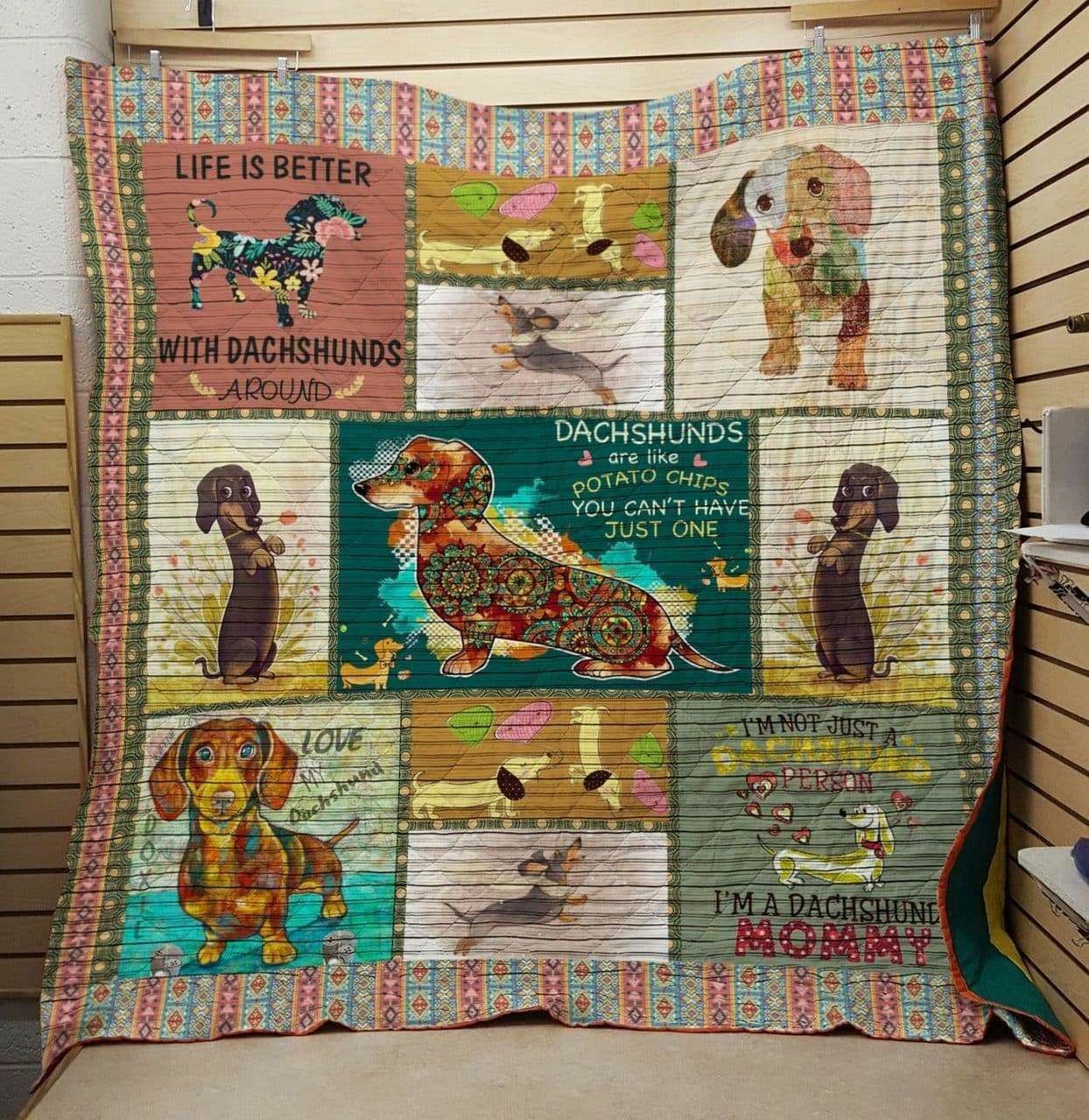 Pug And Rock Quilt Bedding Set - Great for Dog Lovers and Music Fans