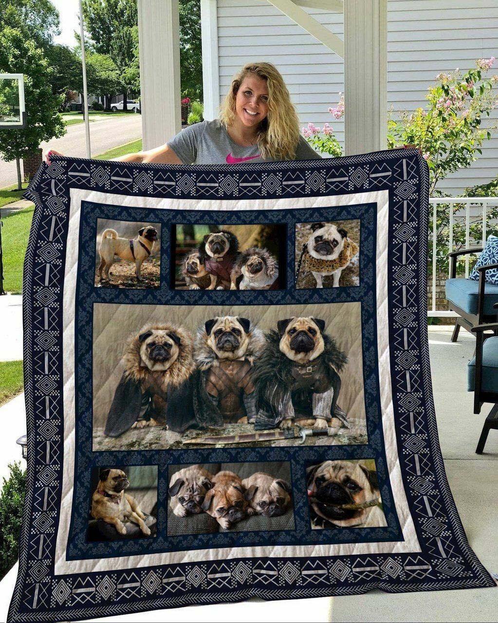 Pug Iflu Personalized Quilt Bedding Set Blanket Great for Bedroom Decor and Family Gifts