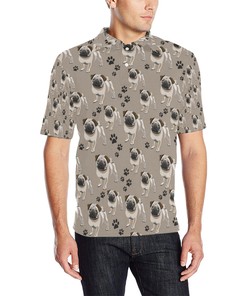 Pug Pattern Print Design Men Polo Shirt 3D Polo Shirt A4
