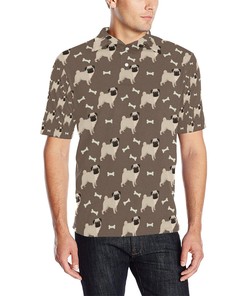 Pug Pattern Print Design Men Polo Shirt 3D Polo Shirt A6