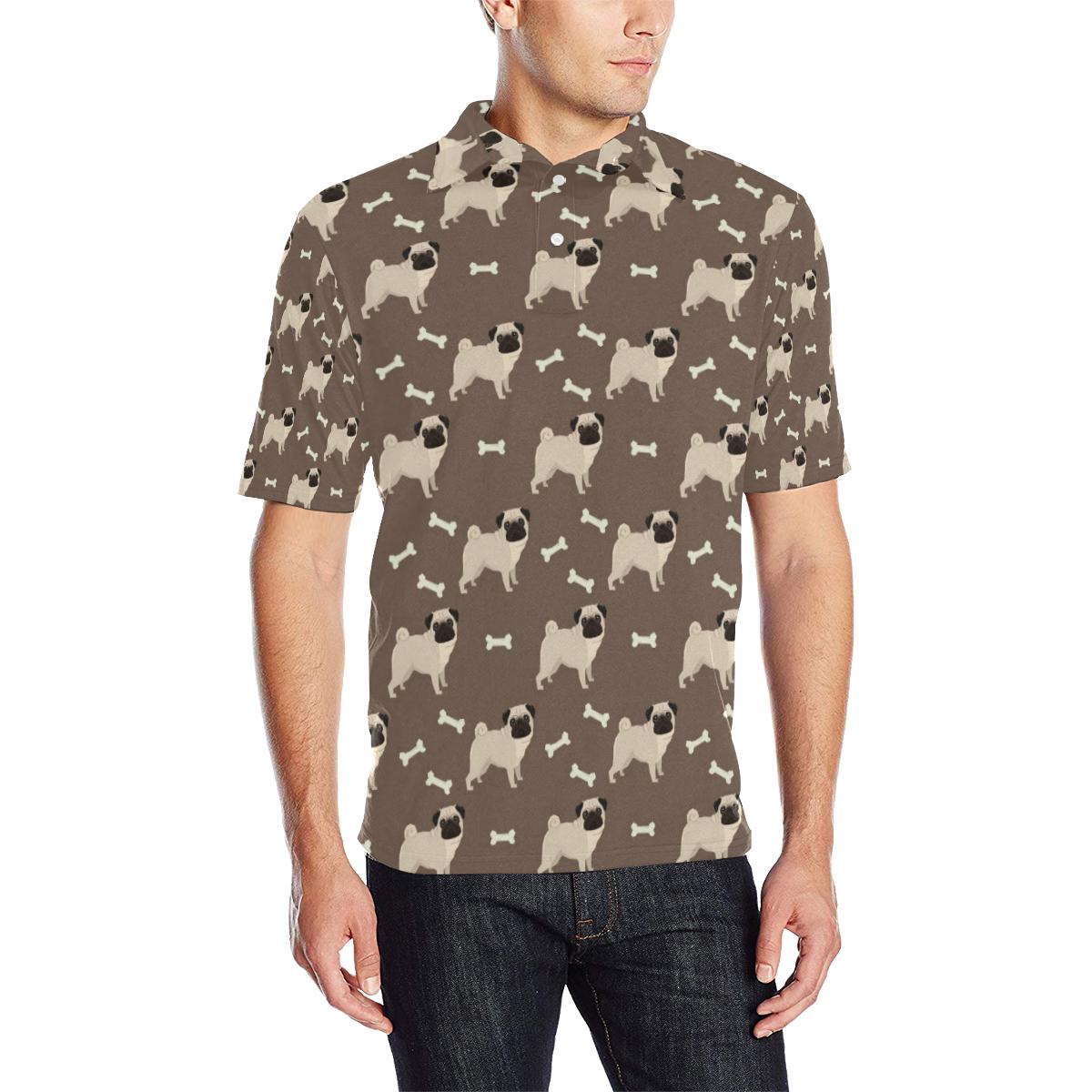 Pug Pattern Print Design Men Polo Shirt 3D Polo Shirt A6
