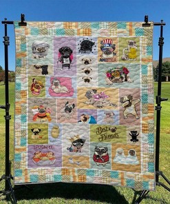 Pug Quilt Bedding Set Bedroom Decor, Gifts for Family