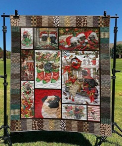 Pug Quilt Bedding Set Blanket - Perfect for Bedroom Decor and Family Gifts