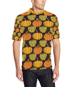Pumpkin Pattern Print Design Men Polo Shirt