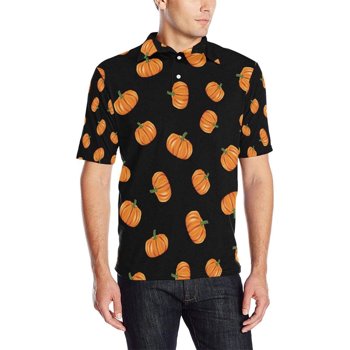 Pumpkin Pattern Print Design Men Polo Shirt Gift