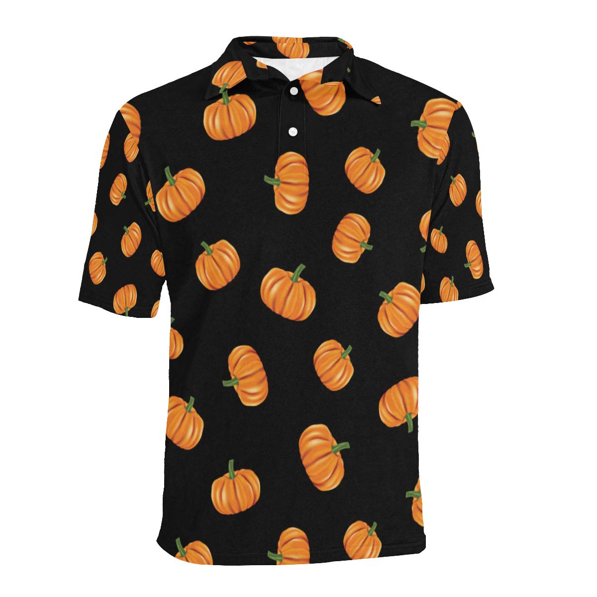 Pumpkin Pattern Print Design Men Polo Shirt Gift - Image 2
