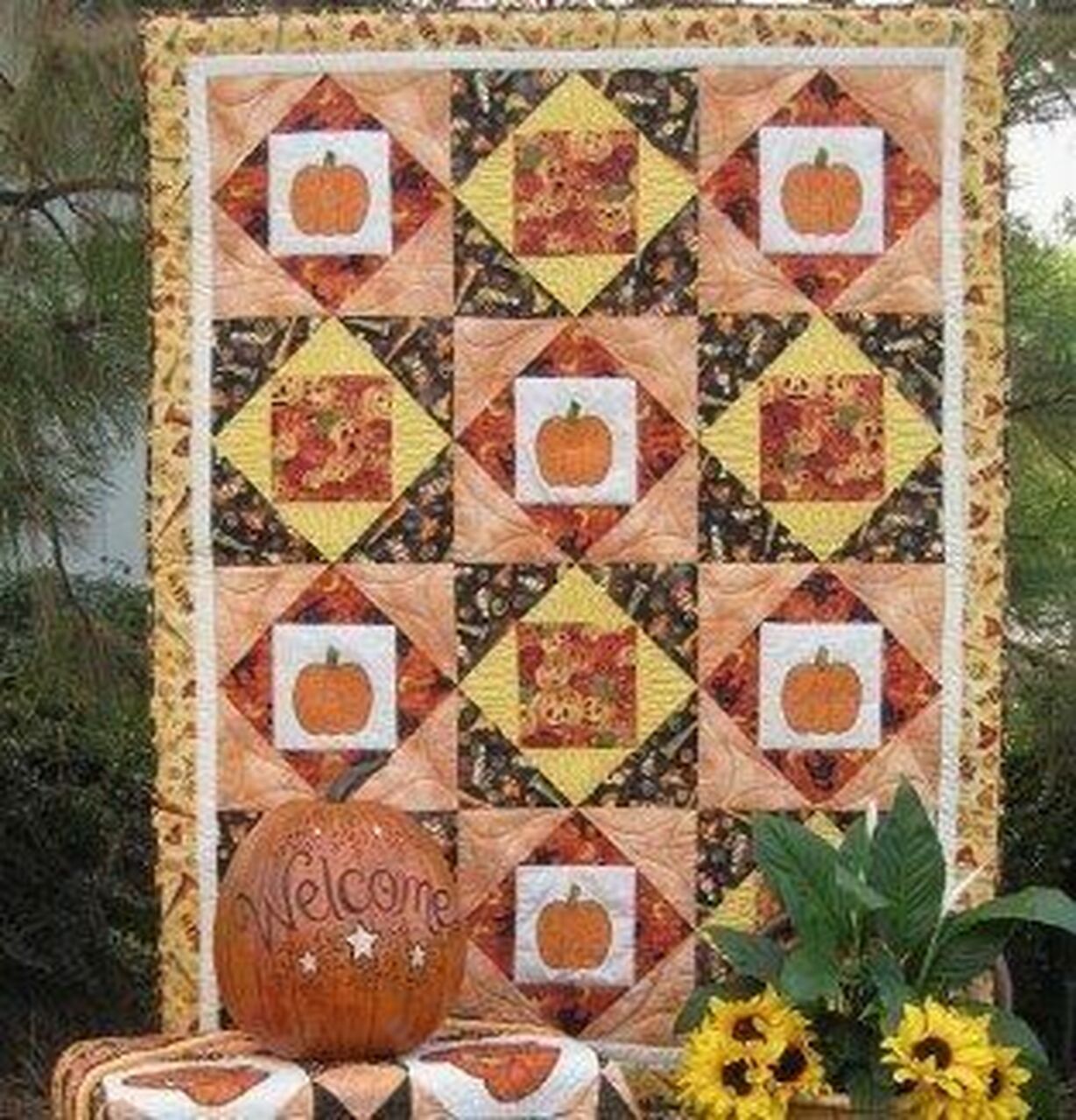 Pumpkin Quilt Bedding Set Bedroom Decor for Family