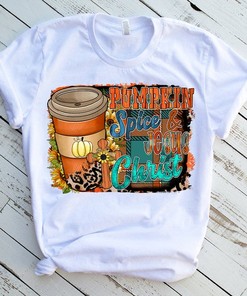 Pumpkin Spice and Jesus Christ T-Shirt, Leopard Print Christian Tee, Jesus Cross Shirt