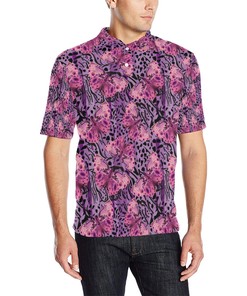 Purple Butterfly Leopard Men Polo Shirt