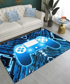 Purple Gamer Carpet Area Rug for Living Room or Bedroom with Gamepad Design,