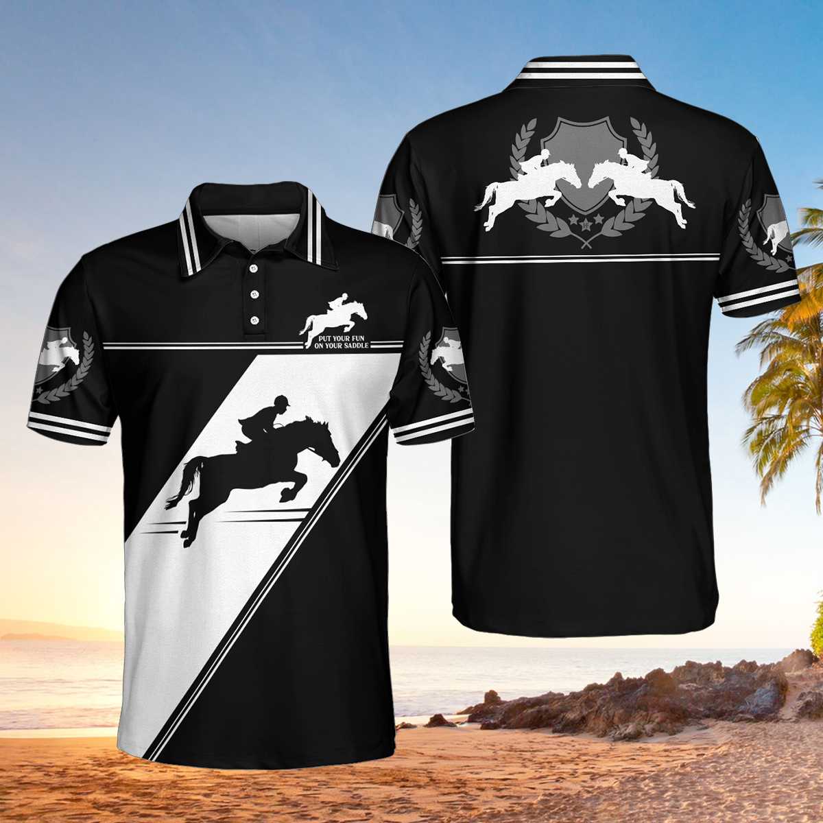 Put Your Fun On Your Saddle Horse Racing Polo Shirt