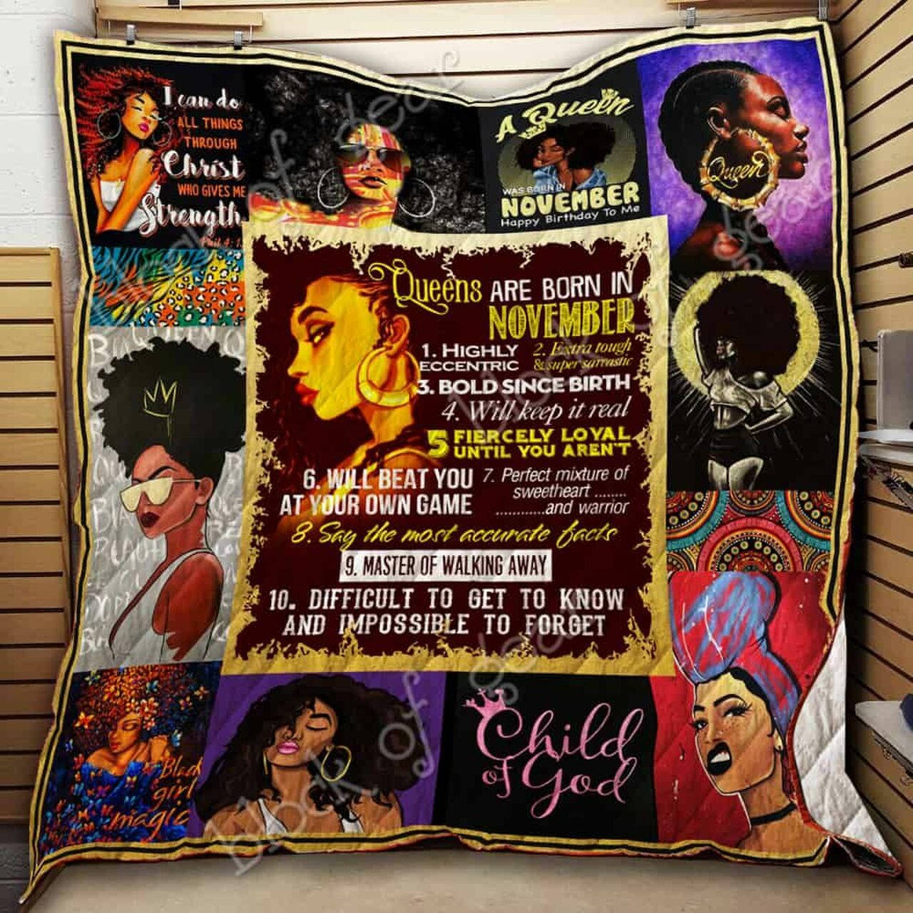 Queens Are Born In November Personalized Quilt Bedding Set, Suitable for Home Decoration and Family Gifts