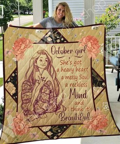 Quilt Bedding Set Blanket Featuring October Hippie Girl for Perfect Home Decoration and Gifts