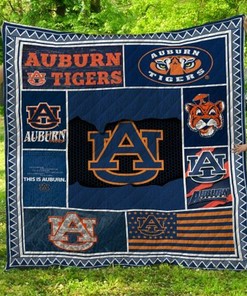 Quilt Bedding Set Blanket with Auburn Tigers Print, Great for Bedroom Decor and Family Gifts