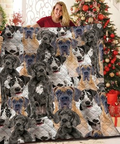 Quilt Bedding Set Blanket with Great Dane Pattern - Great for Gifts for Fans