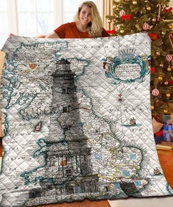 Quilt Bedding Set Blanket with Lighthouse Pattern - Great for Gifts for Fans
