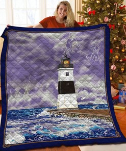 Quilt Bedding Set Blanket with Lighthouse Pattern - Perfect for Home Decoration