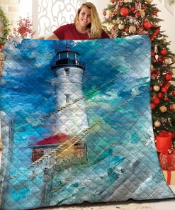 Quilt Bedding Set Blanket with Lighthouse Pattern Suitable for Home Decoration