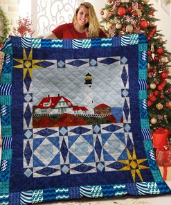 Quilt Bedding Set Blanket with Lighthouse Pattern - Suitable for Home Decoration