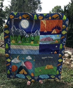 Quilt Bedding Set Blanket with Night Camp Scene - Suitable for Home Decoration