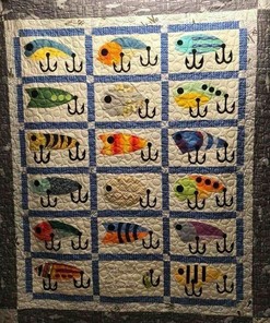 Quilt Bedding Set Blanket with Trout Fish Pattern - Suitable for Picnics