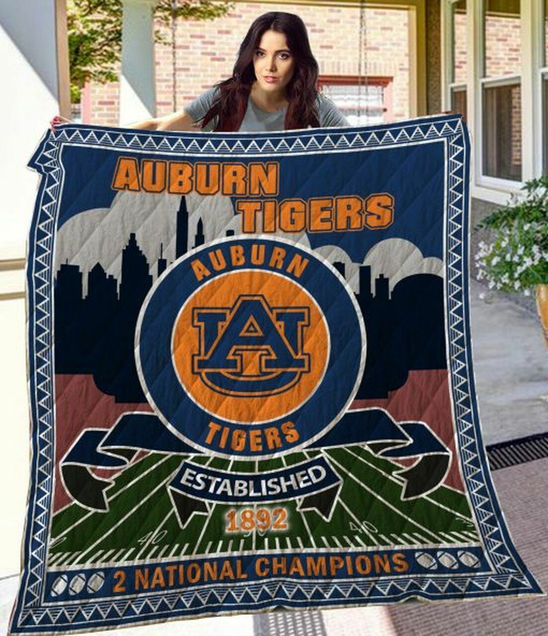 Quilt Blanket Bedding Set featuring Auburn Tigers, Perfect for Bedroom Decor and Family Gifts