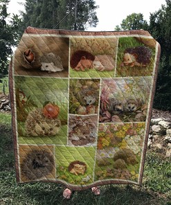 Quilt Blanket Bedding Set with Cute Hedgehog Pattern - Great for Picnics