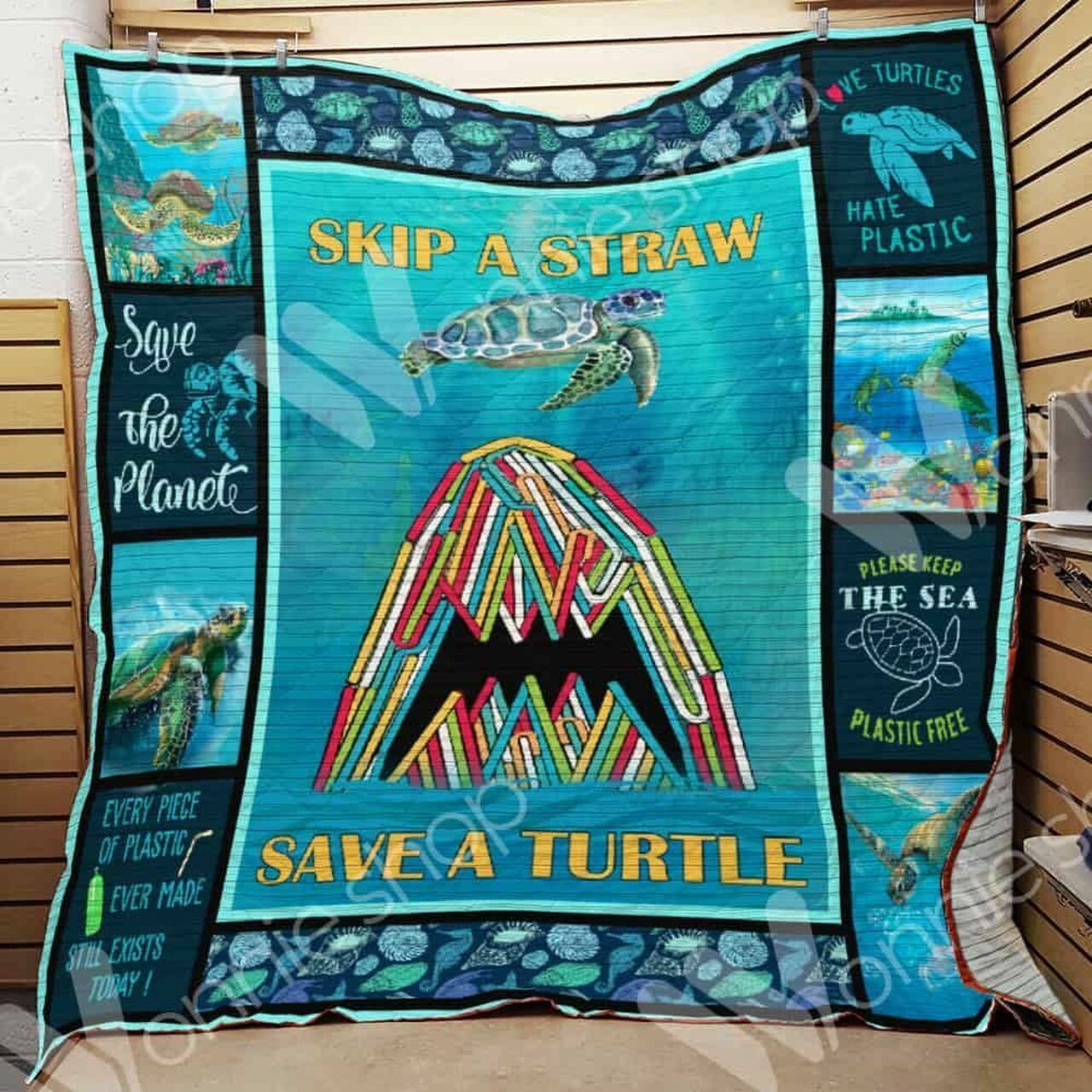 Quilt Blanket Bedding Set with Sea Turtle Pattern - Suitable for Home Decoration