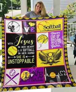 Quilt Blanket Bedding Set with Softball Pattern - Great for Bedroom Decoration