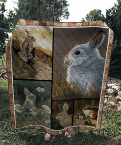 Rabbit Cute Rabbit Make Me Smile Quilt Bedding Set Blanket Bedroom Decor, Gifts for Family