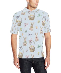 Rabbit Easter Eggs Pattern Print Design 03 Men Polo Shirt