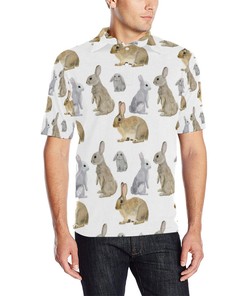 Rabbit Pattern Print Design 02 Men Polo Shirt