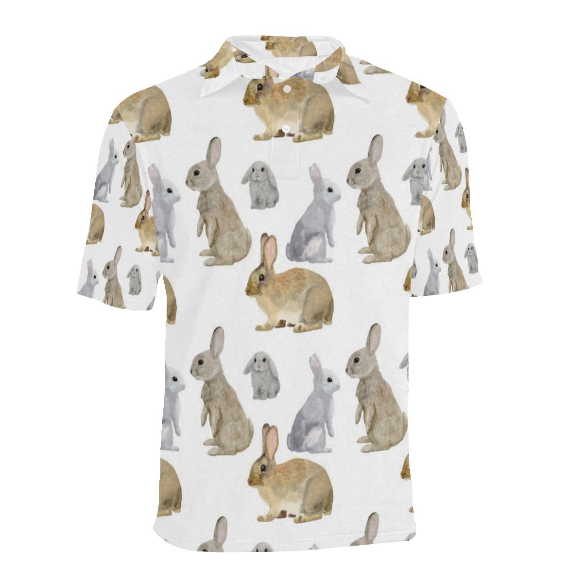 Rabbit Pattern Print Design 02 Men Polo Shirt - Image 2