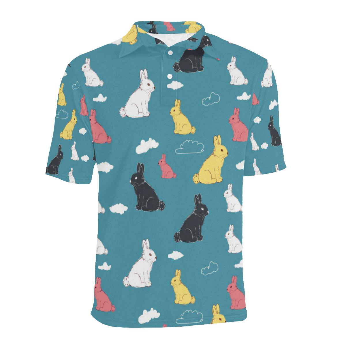 Rabbit Pattern Print Design Rb014 Men Polo Shirt - Image 2