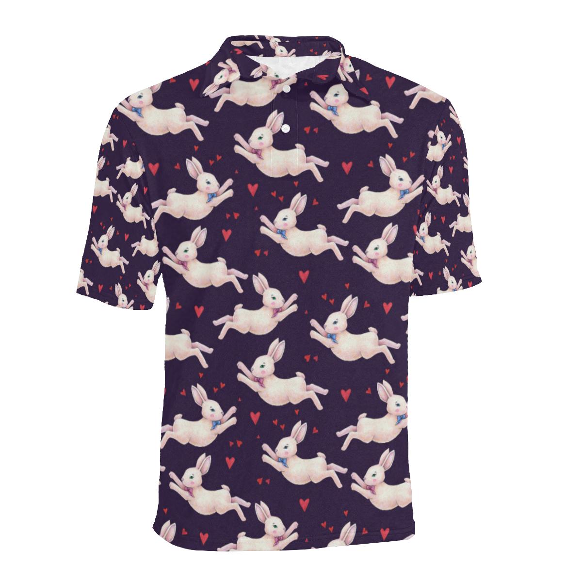 Rabbit Pattern Print Design Rb016 Men Polo Shirt - Image 2