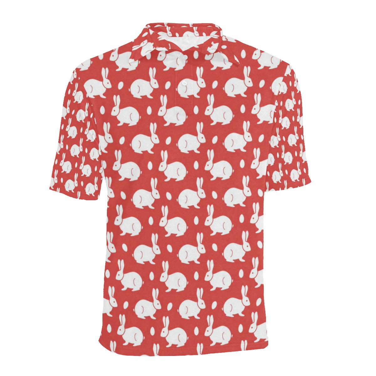 Rabbit Pattern Print Design Rb017 Men Polo Shirt - Image 2