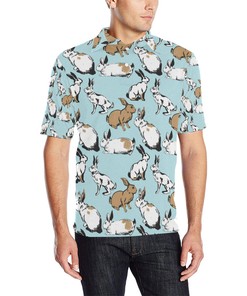 Rabbit Pattern Print Design Rb018 Men Polo Shirt
