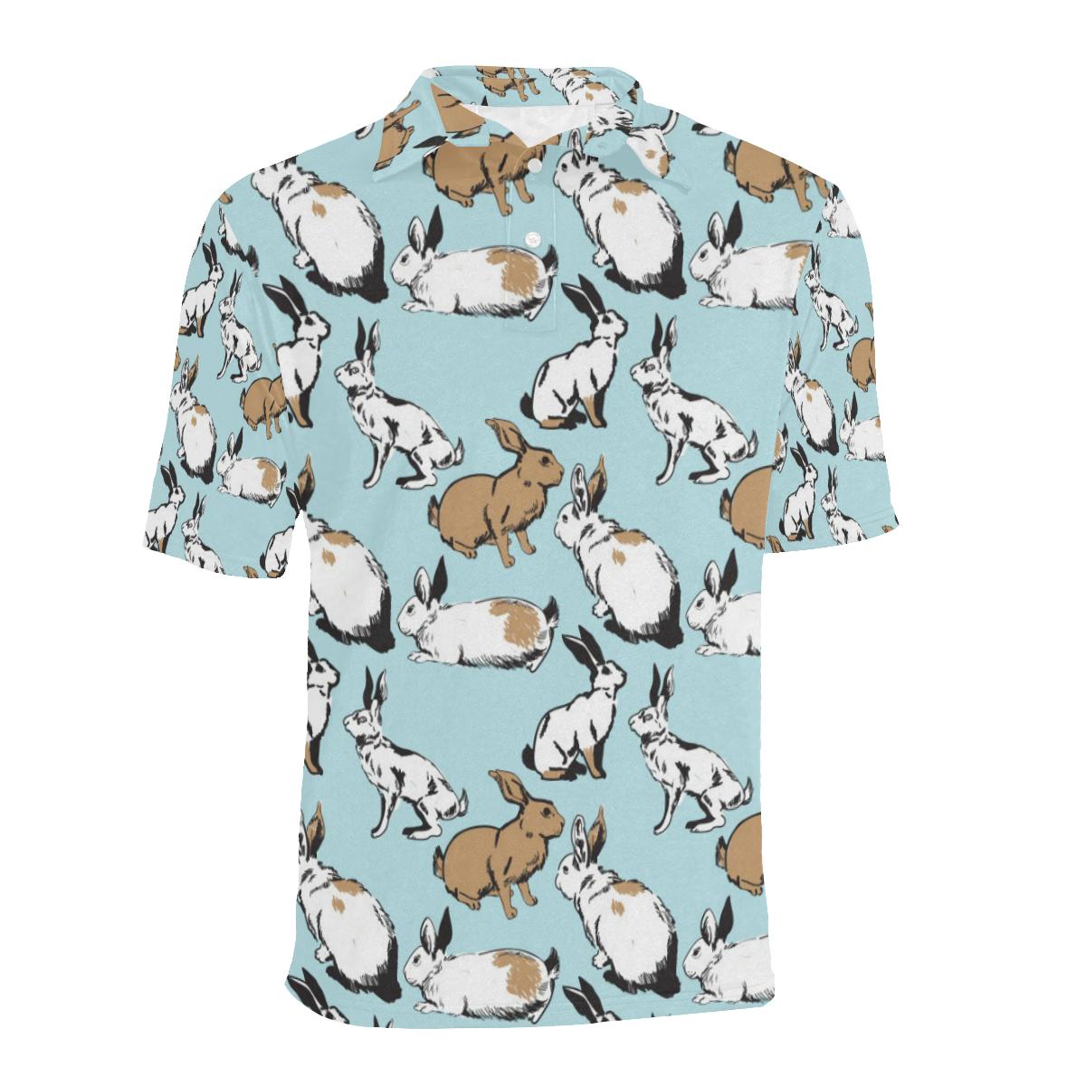 Rabbit Pattern Print Design Rb018 Men Polo Shirt - Image 2