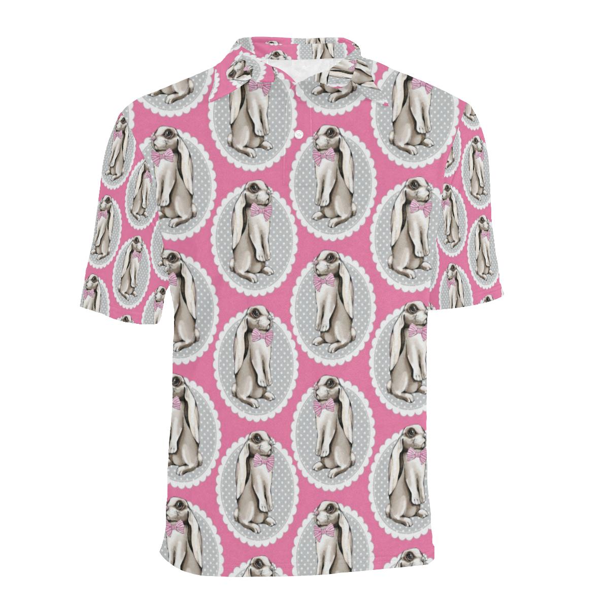 Rabbit Pattern Print Design Rb019 Men Polo Shirt - Image 2