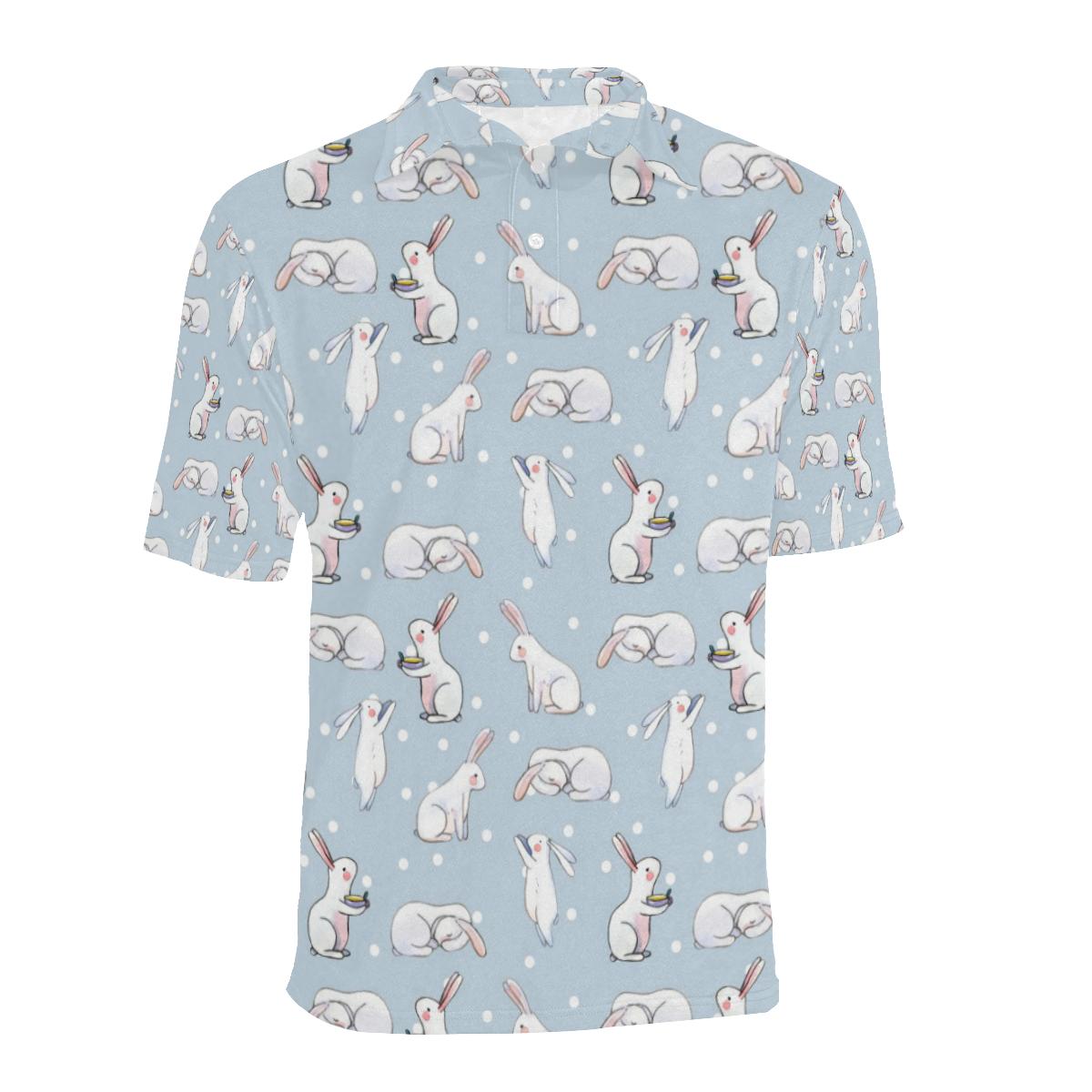 Rabbit Pattern Print Design Rb06 Men Polo Shirt - Image 2