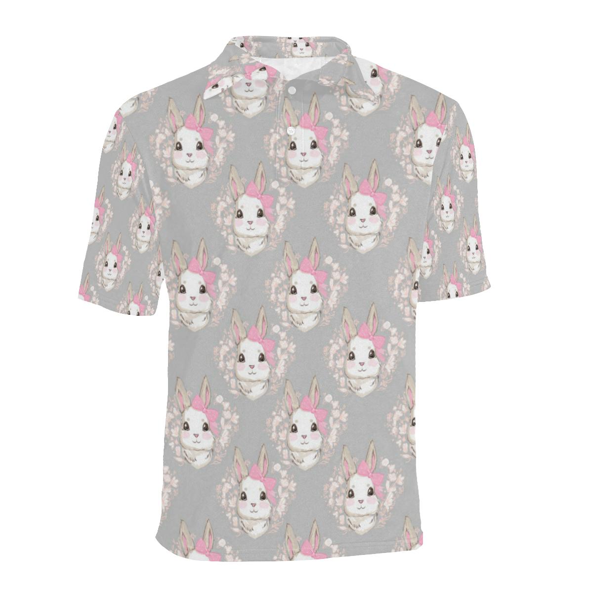 Rabbit Pattern Print Design Rb07 Men Polo Shirt - Image 2