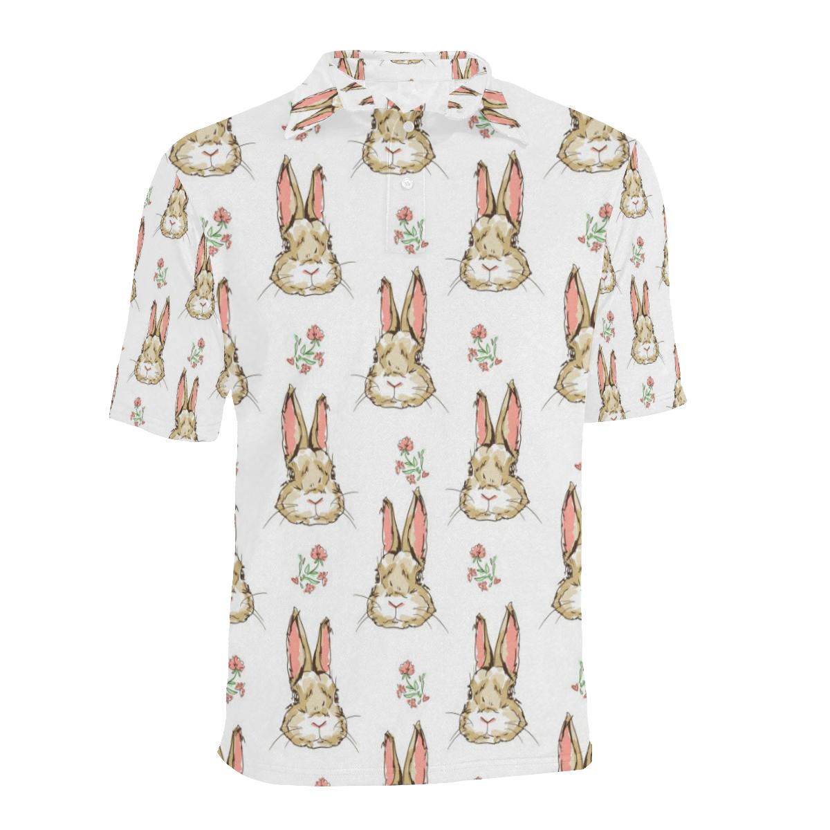 Rabbit Pattern Print Design Rb09 Men Polo Shirt - Image 2