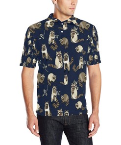 Raccoon Pattern Print Design Men Polo Shirt 3D Polo Shirt A1