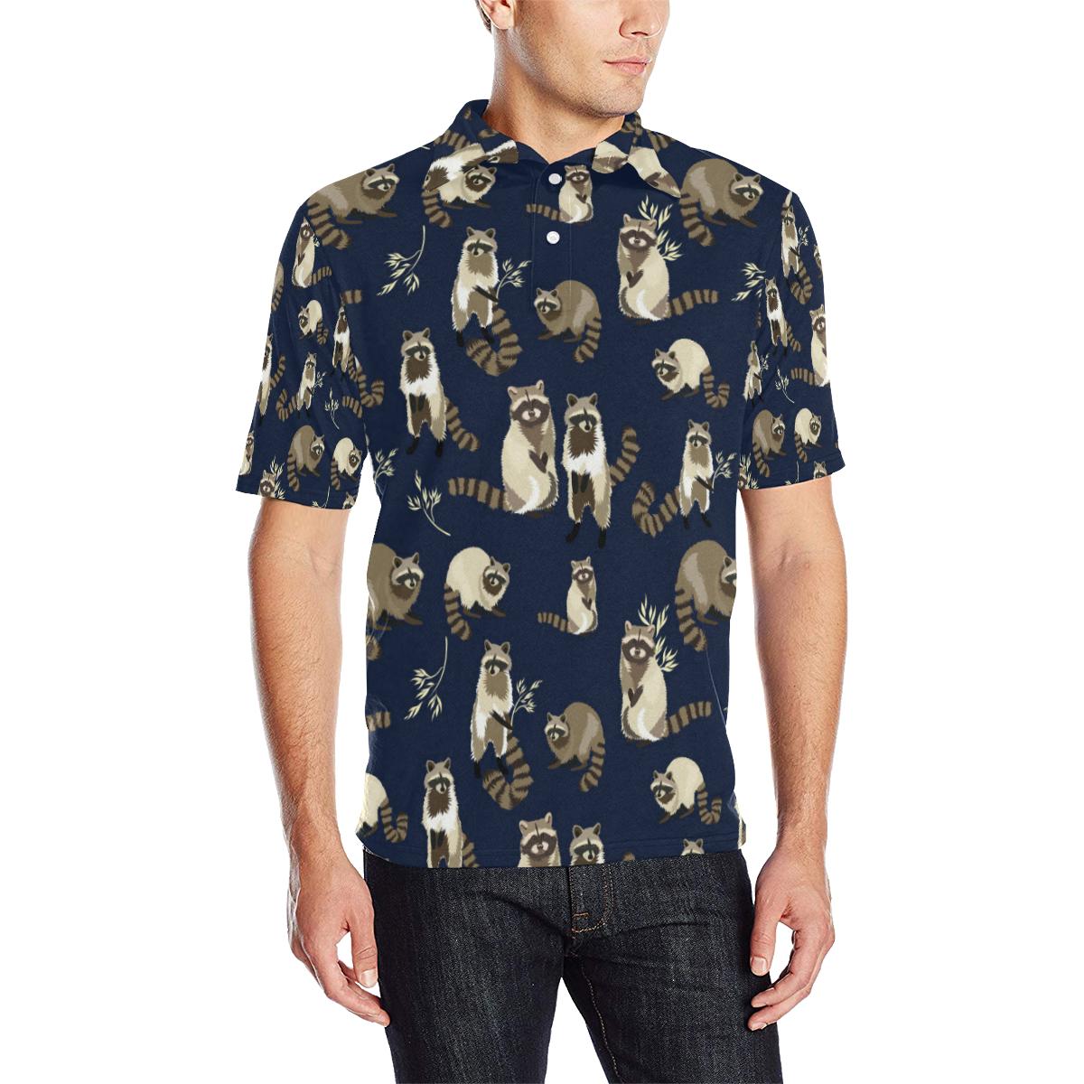 Raccoon Pattern Print Design Men Polo Shirt 3D Polo Shirt A1