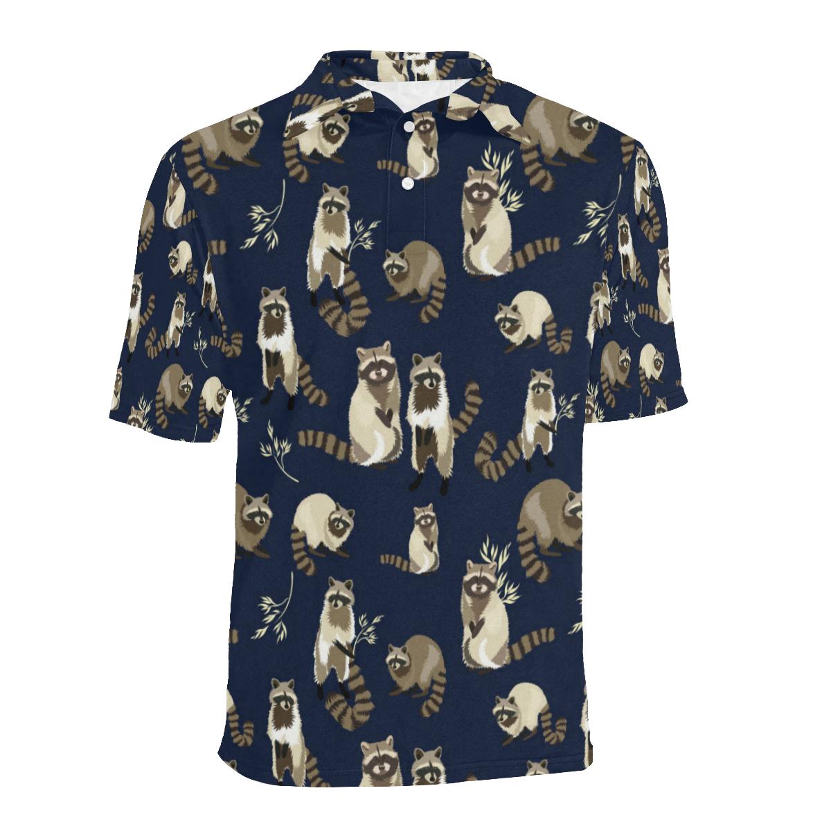 Raccoon Pattern Print Design Men Polo Shirt 3D Polo Shirt A1 - Image 2